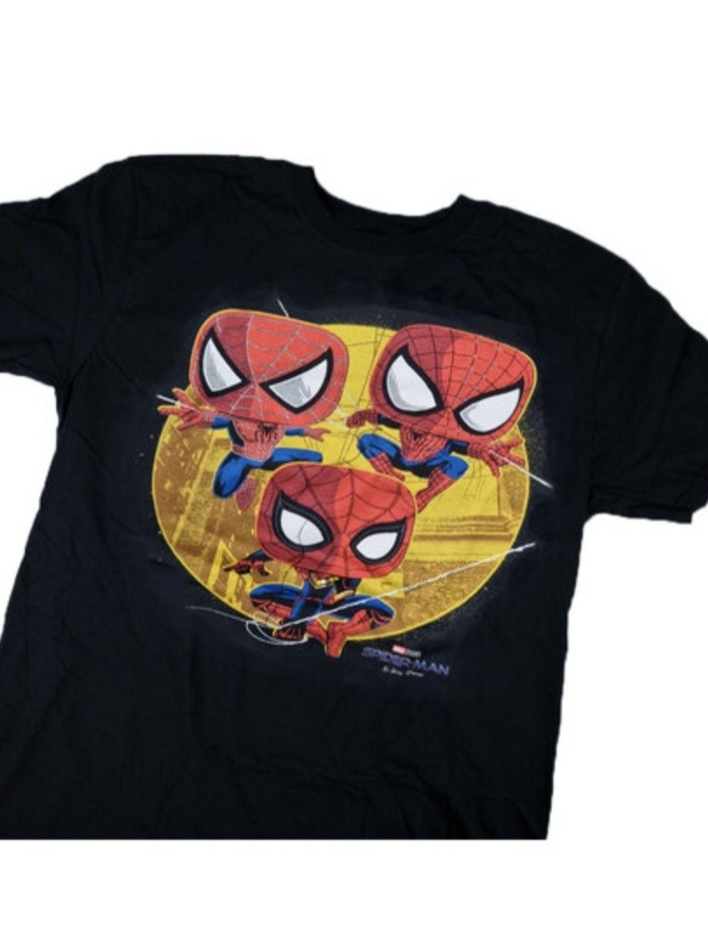 Marvel Black Spider-Man Graphic Tee with Red & Yellow Print